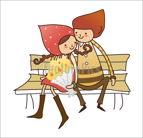 500x483 Children Boy And Girl Sitting On Bench - Boy And Girl Sitting On A Bench Drawing