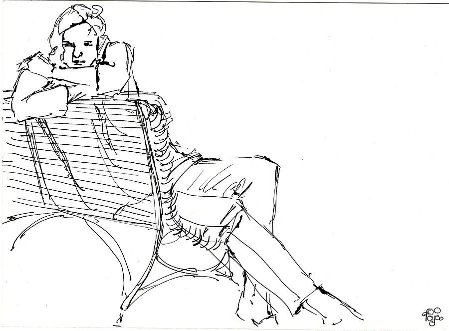 900x663 Sitting On Bench Drawing - Boy And Girl Sitting On A Bench Drawing