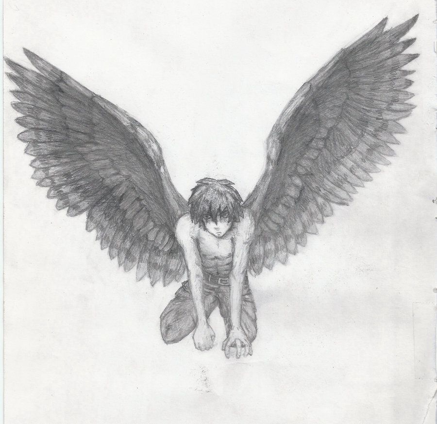 900x874 Anime Boy With Angel Wings Angel Boy Dri - Boy Angel Drawing