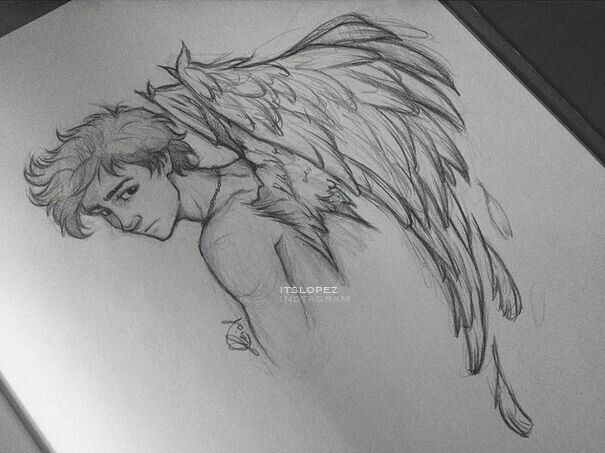 605x453 Boy Angel Drawings Angeles Dibujos, Dibujos, Dibujar Arte - Boy Angel Drawing