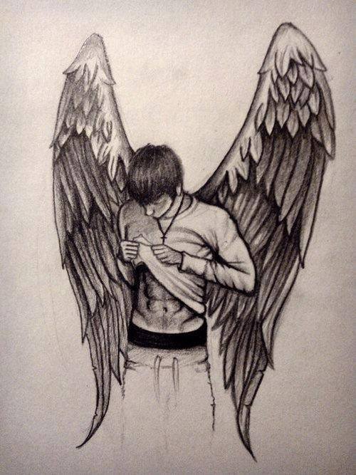 500x667 Image About Boy In Draw - Boy Angel Drawing