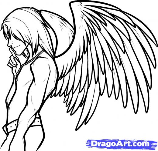 520x498 Learn How To Draw An Angel Boy, Angel Man, Fantasy Characters - Boy Angel Drawing