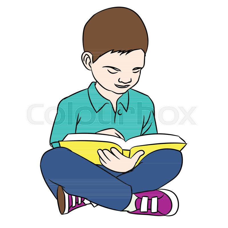 800x800 Hand Drawing A Boy Reading, Young Boy Stock Vector Colourbox - Boy Drawing A Picture