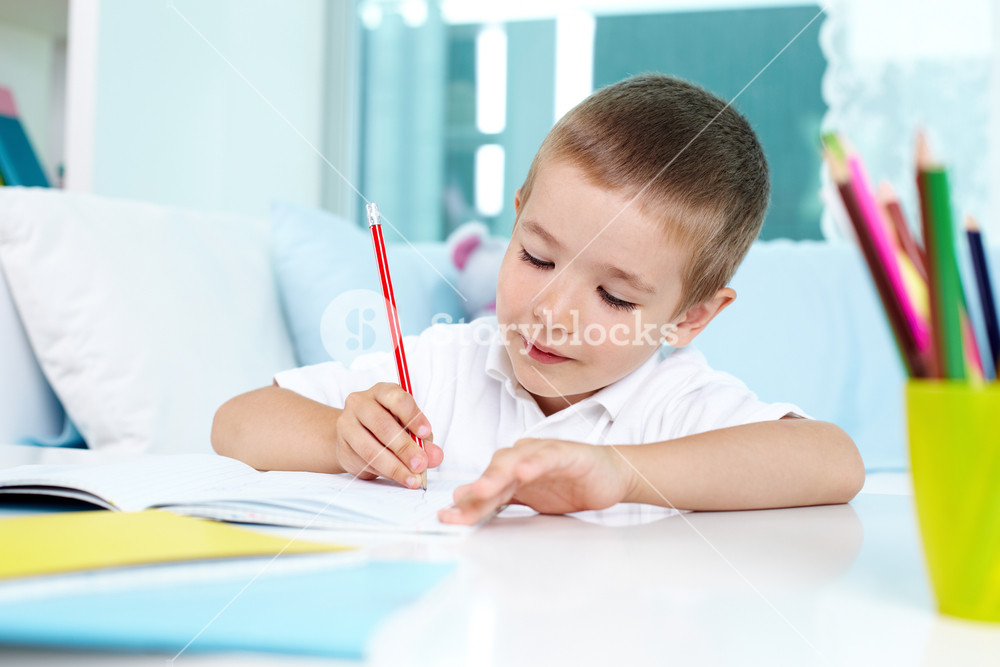 1000x667 Lovely Boy Drawing With A Pencil Royalty Free Stock Image - Boy Drawing A Picture