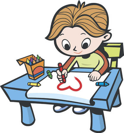 418x450 Stock Illustration - Boy Drawing A Picture