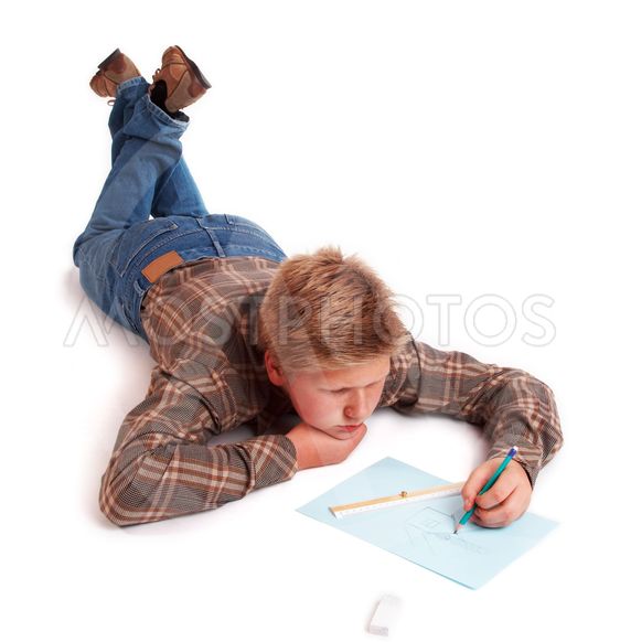 562x582 blond boy drawing a picture - Boy Drawing A Picture