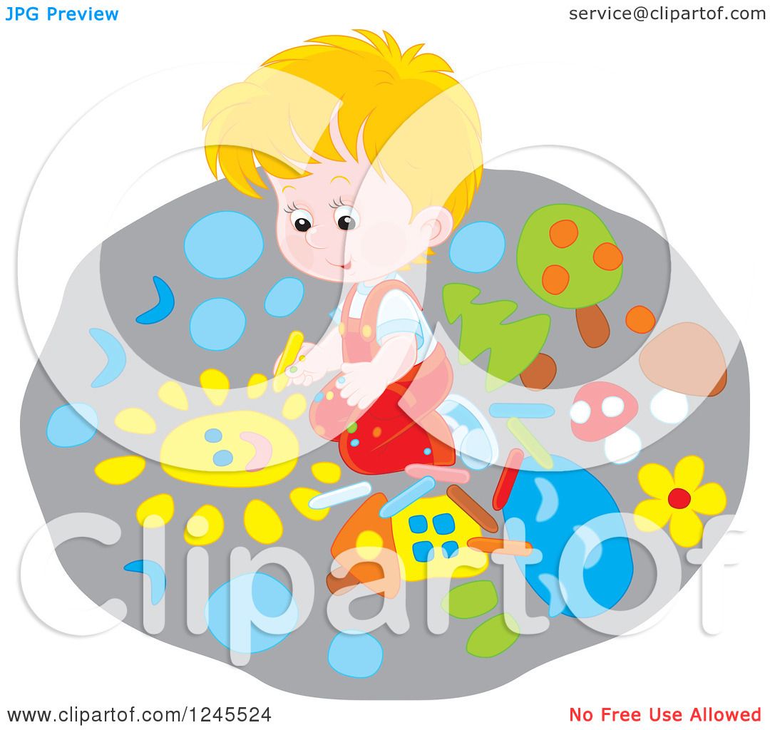 1080x1024 clipart of a blond caucasian boy drawing with chalk on a sidewalk - Boy Drawing Clipart