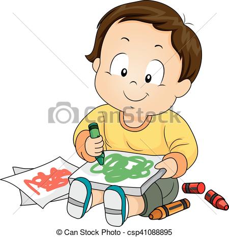 450x465 kid boy toddler paper crayon doodle illustration of a baby boy - Boy Drawing Clipart