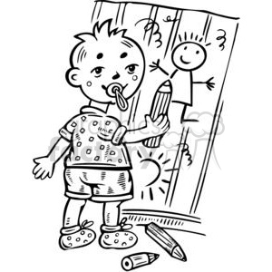 300x300 Boy Drawing Pictures On Wall Clipart Royalty Free Clipart - Boy Drawing Clipart