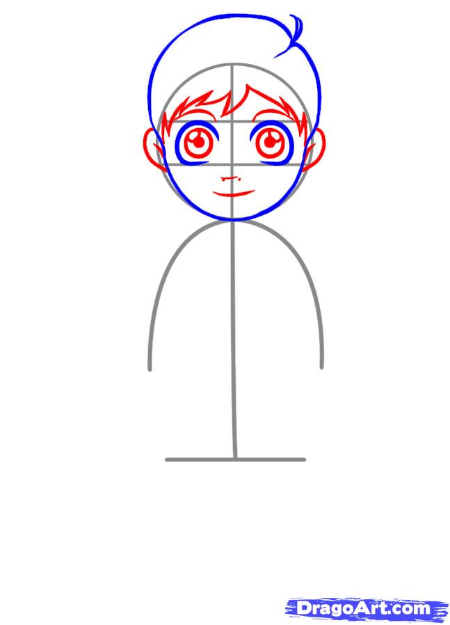 647x898 How To Draw A Simple Boy, Step - Boy Drawing Picture