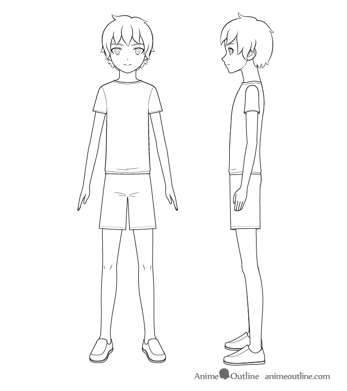 675x760 How To Draw An Anime Boy Full Body Step - Boy Drawing Picture