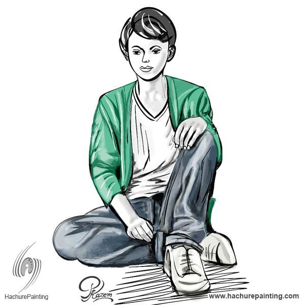 600x600 young boy who sits, drawing from front view free gift tutorial - Boy Drawing Picture