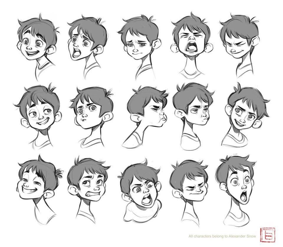 960x838 Char Des Drawing Expressions, Drawings, Art - Boy Face Drawing Cartoon