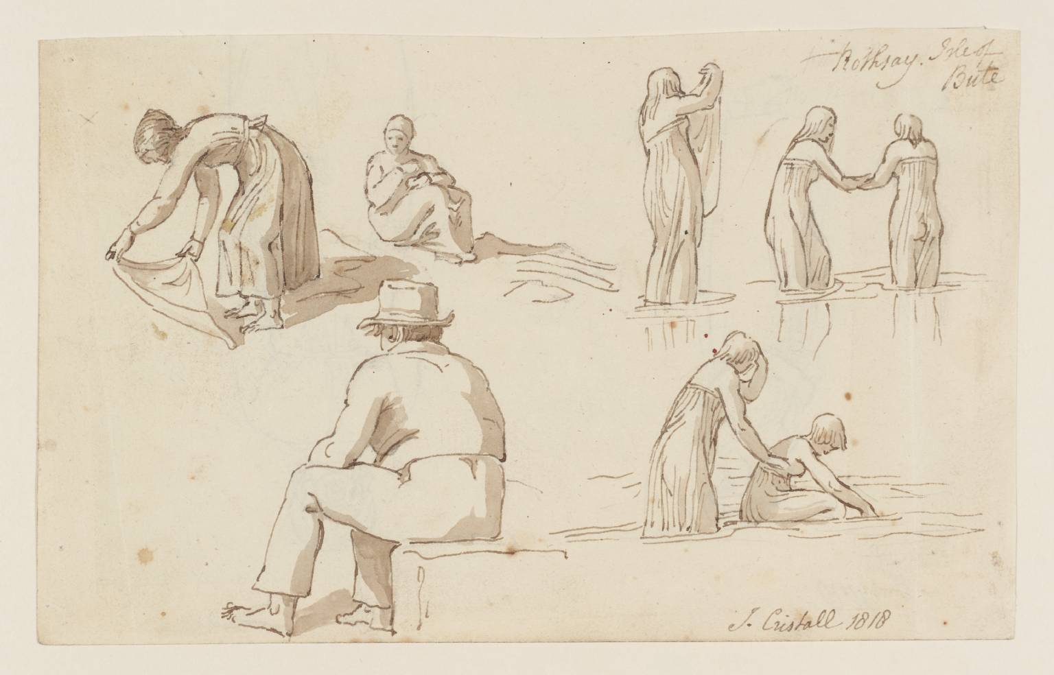 1536x984 studies of a boy, girls bathing and washing clothes verso - Boy Girl Drawing