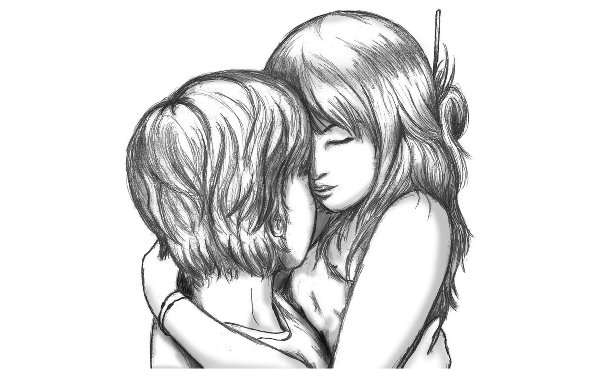 Orasnap Anime Girl And Boy Hugging Drawing