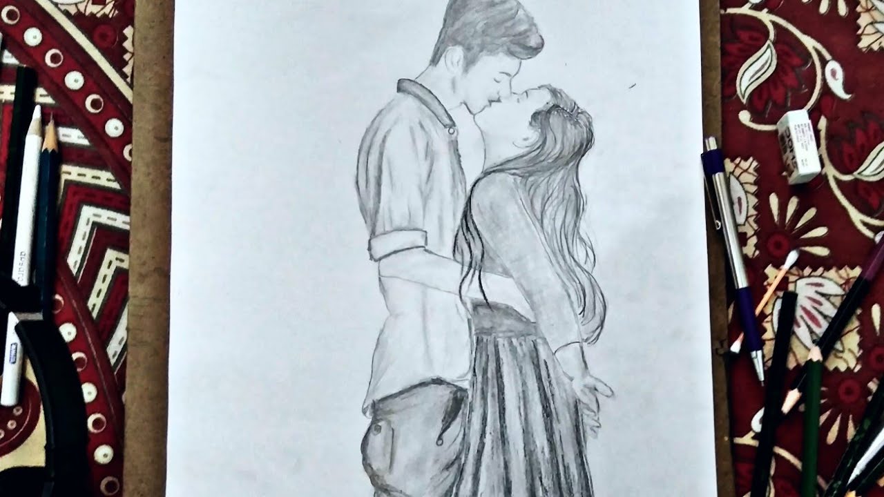 1280x720 pencil drawing of kissing how to draw girl and boy kissing - Boy Kissing Girl Drawing