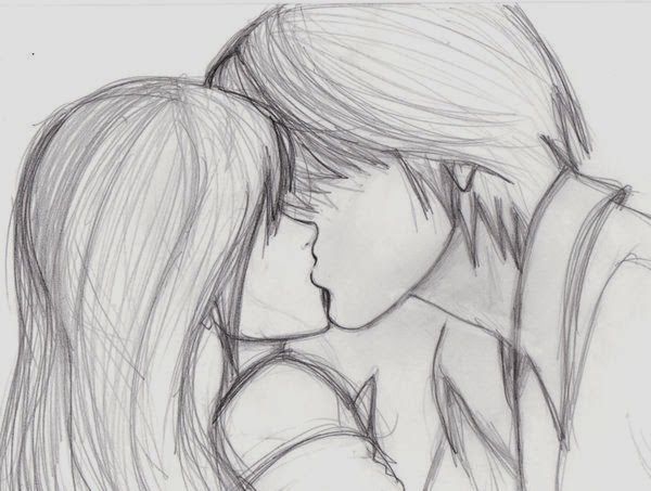 600x453 Sketch Of Girl And Boy Kiss Sketches Of Couples - Boy Kissing Girl Drawing