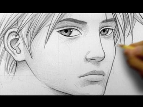 480x360 How To Draw A Realistic Manga Face, Line - Boy Line Drawing