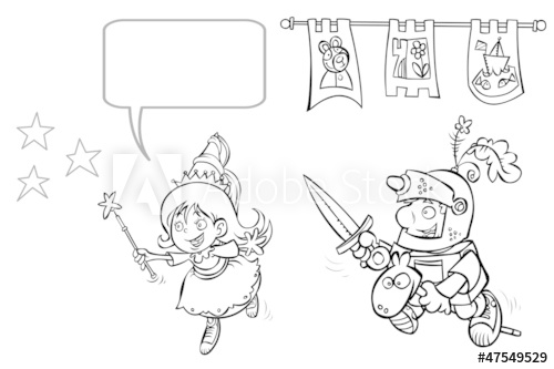 500x333 Little Princess Enchantress And Knight Boy Outline Drawing - Boy Outline Drawing