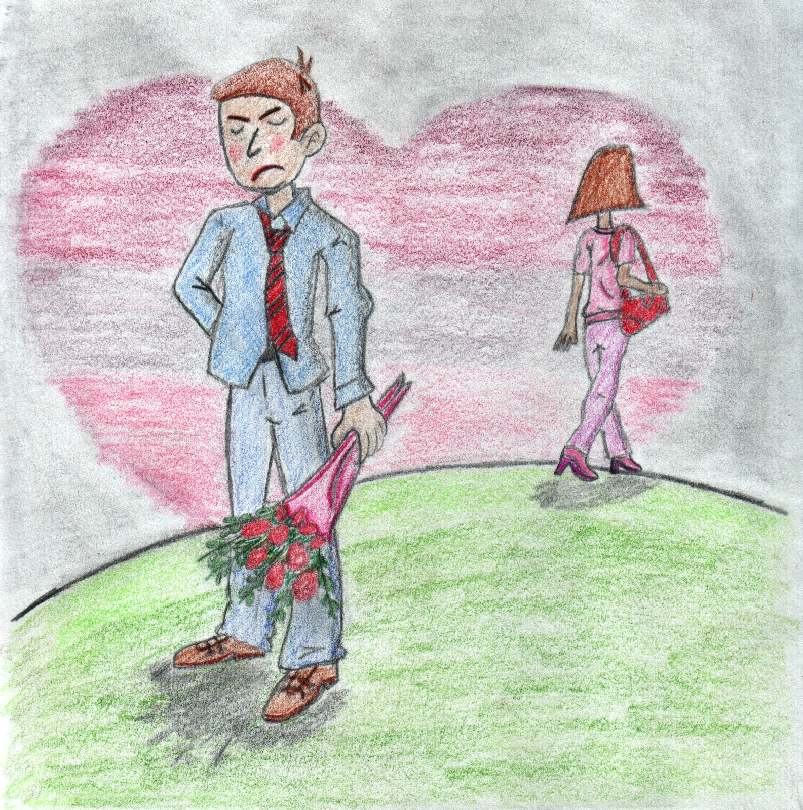 1585x1600 Broken Heart Boy Pencil Drawing - Boy Pencil Drawing