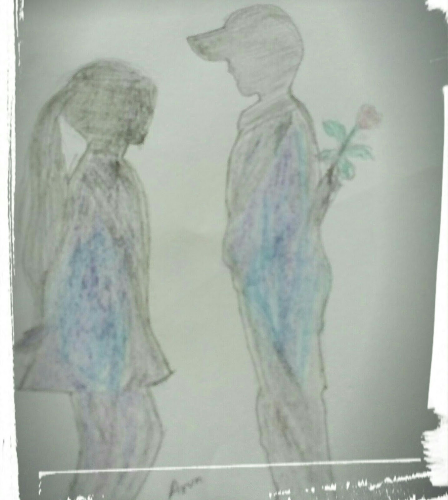 1435x1600 girl and boy innocent love pencil drawing pencil drawing - Boy Pencil Drawing