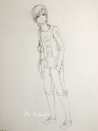 320x427 Old Sketch Pose Referenced - Boy Pencil Drawing