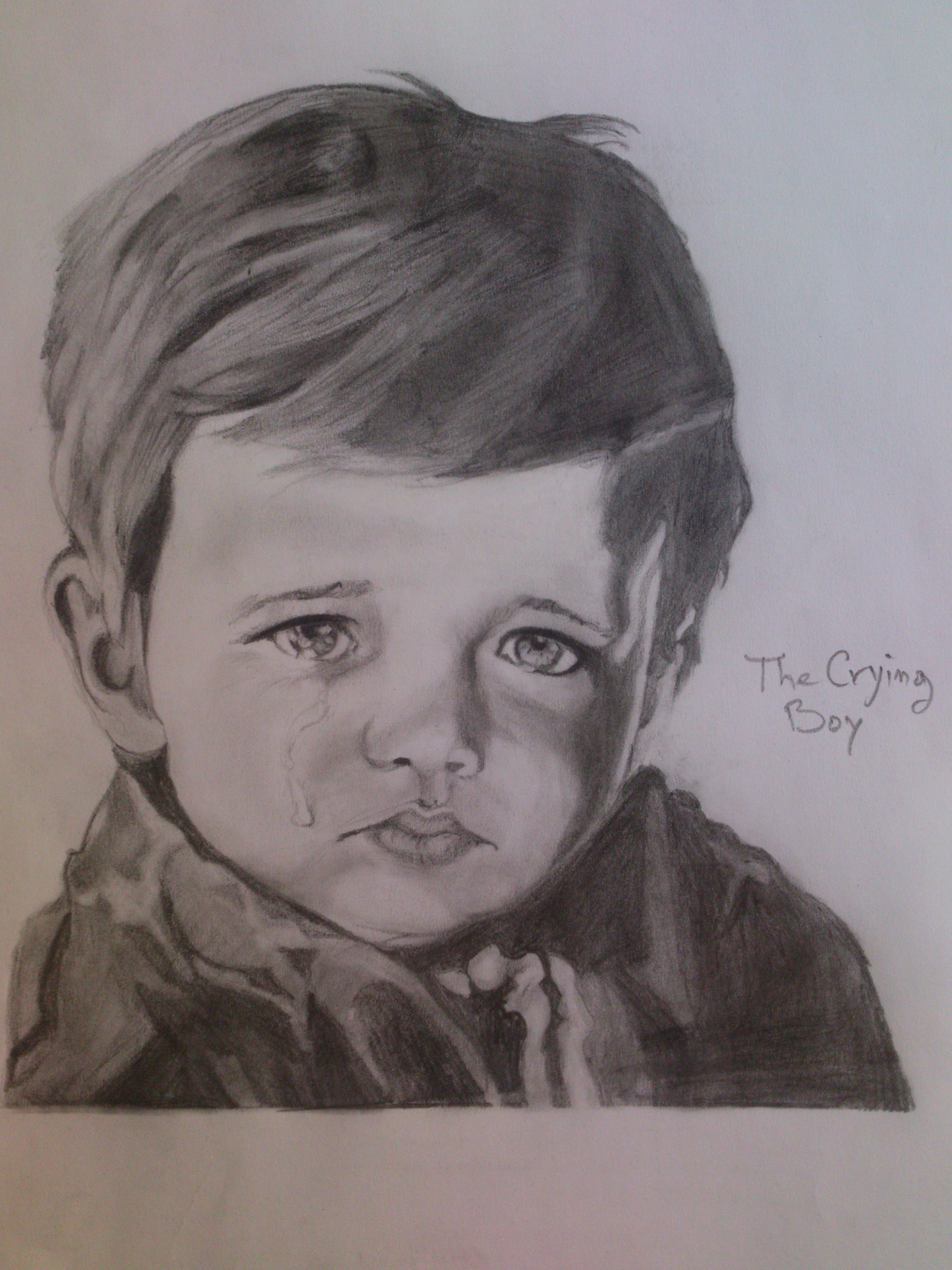 3000x4000 Pencil Drawing Art The Crying Boy For Steemit - Boy Pencil Drawing