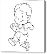 163x186 Hand Drawing Of Boy Running Vector Illustration Wood Print - Boy Running Drawing