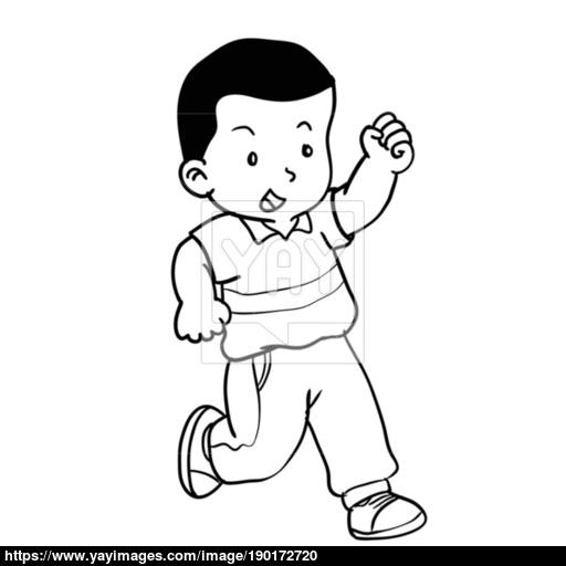 512x512 Hand Drawing Of Boy Running Vector Illustration Vector - Boy Running Drawing