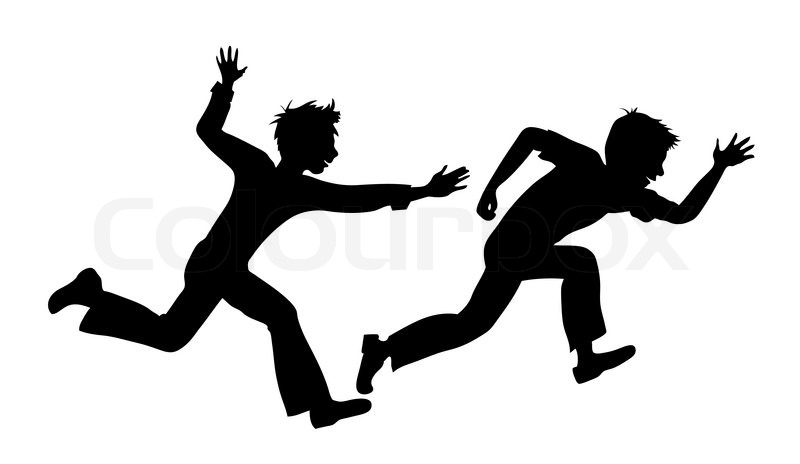 800x464 Two Running Boy On White Background Stock Vector Colourbox - Boy Running Drawing