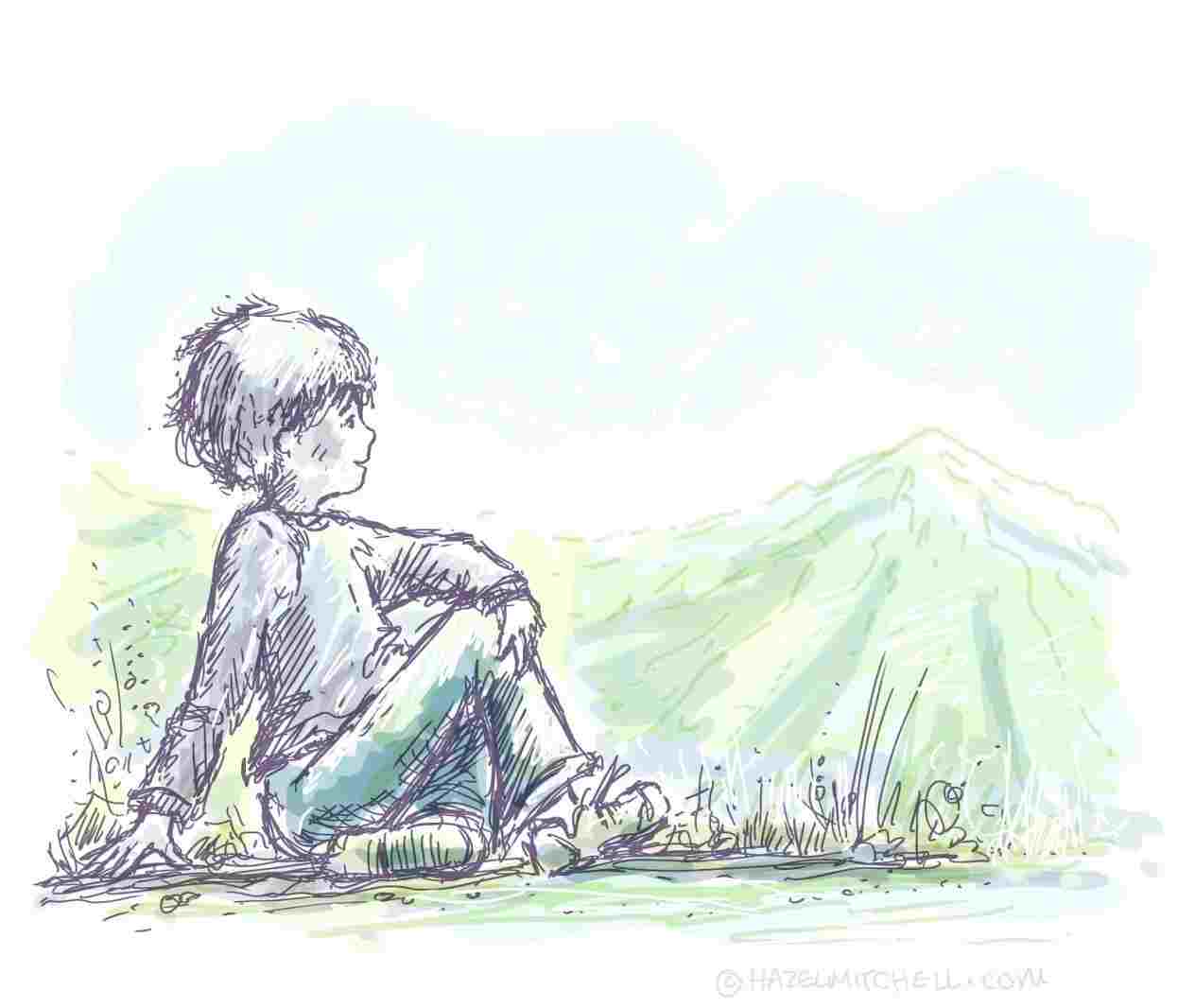 Boy Sitting Drawing At Paintingvalley Com Explore Collection Of
