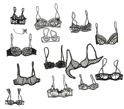 500x438 Adela And Tessie Let's Draw! On We Heart It - Bra Drawing