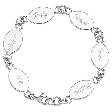466x466 sterling silver engraved oval family name bracelet with free gift - Bracelet Drawing