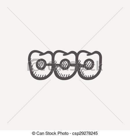 450x470 Orthodontic Braces Sketch Icon For Web And Mobile Hand Drawn - Braces Drawing