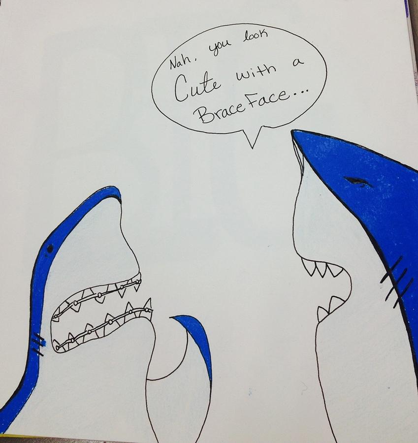 849x900 Shark Gets Braces Drawing - Braces Drawing