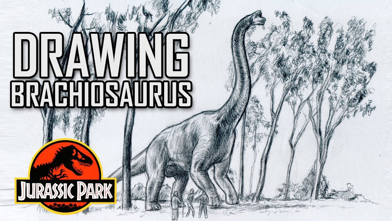 1280x720 Drawing Jurassic Park Brachiosaurus Scene - Brachiosaurus Drawing