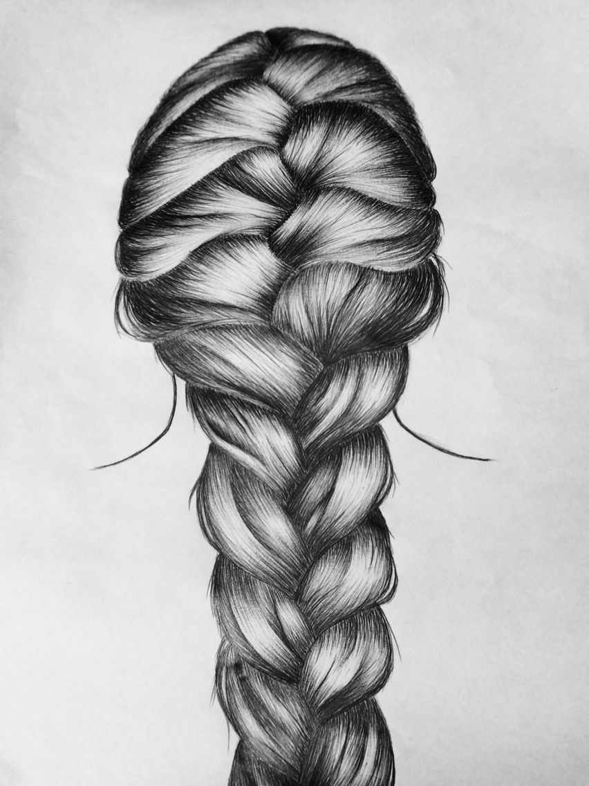 852x1136 My New French Braid Pen Drawing! Hair Styles How To Draw - Braided Hair Drawing