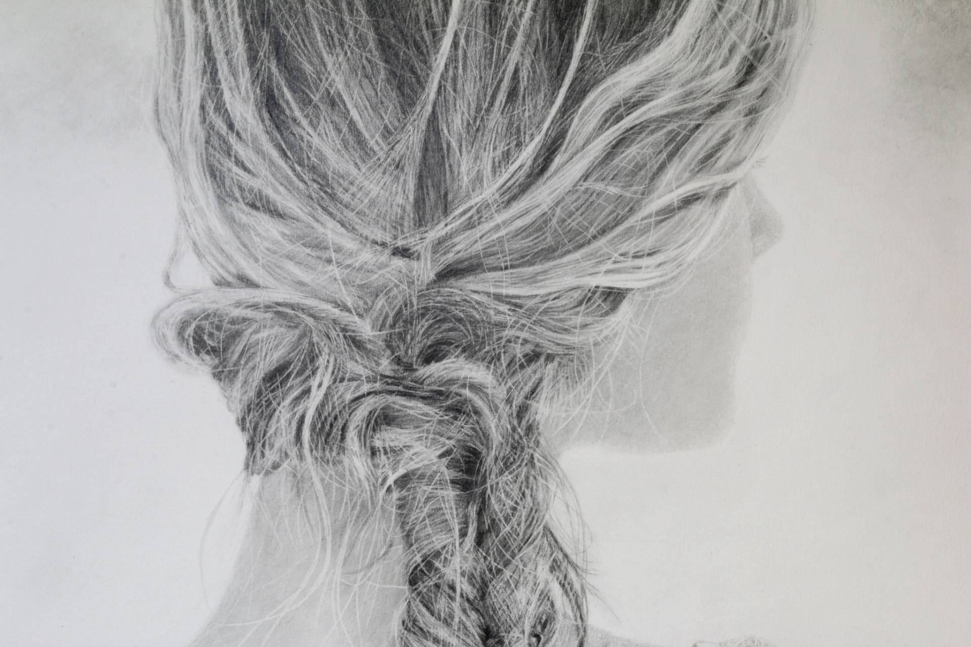 1920x1280 A Girl With Braided Hair Drawing - Braided Hair Drawing