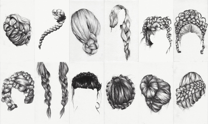 670x400 Braid Study - Braided Hair Drawing