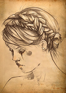 212x300 Braided Hair Drawings Fine Art America - Braided Hair Drawing
