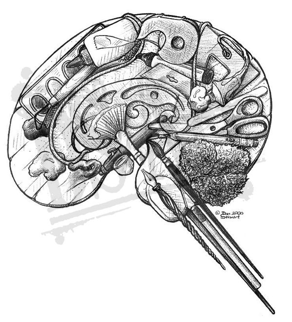 600x662 Brains On! On Twitter Check Out These Gorgeous Conceptual Right - Brain Drawing Art