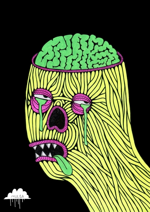 490x691 Brain Drawing Mulga The Artist - Brain Drawing Art