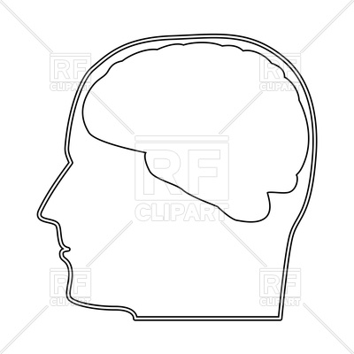 400x400 Head With Brain Outline Icon Vector Image Of Silhouettes, Outlines - Brain Outline Drawing