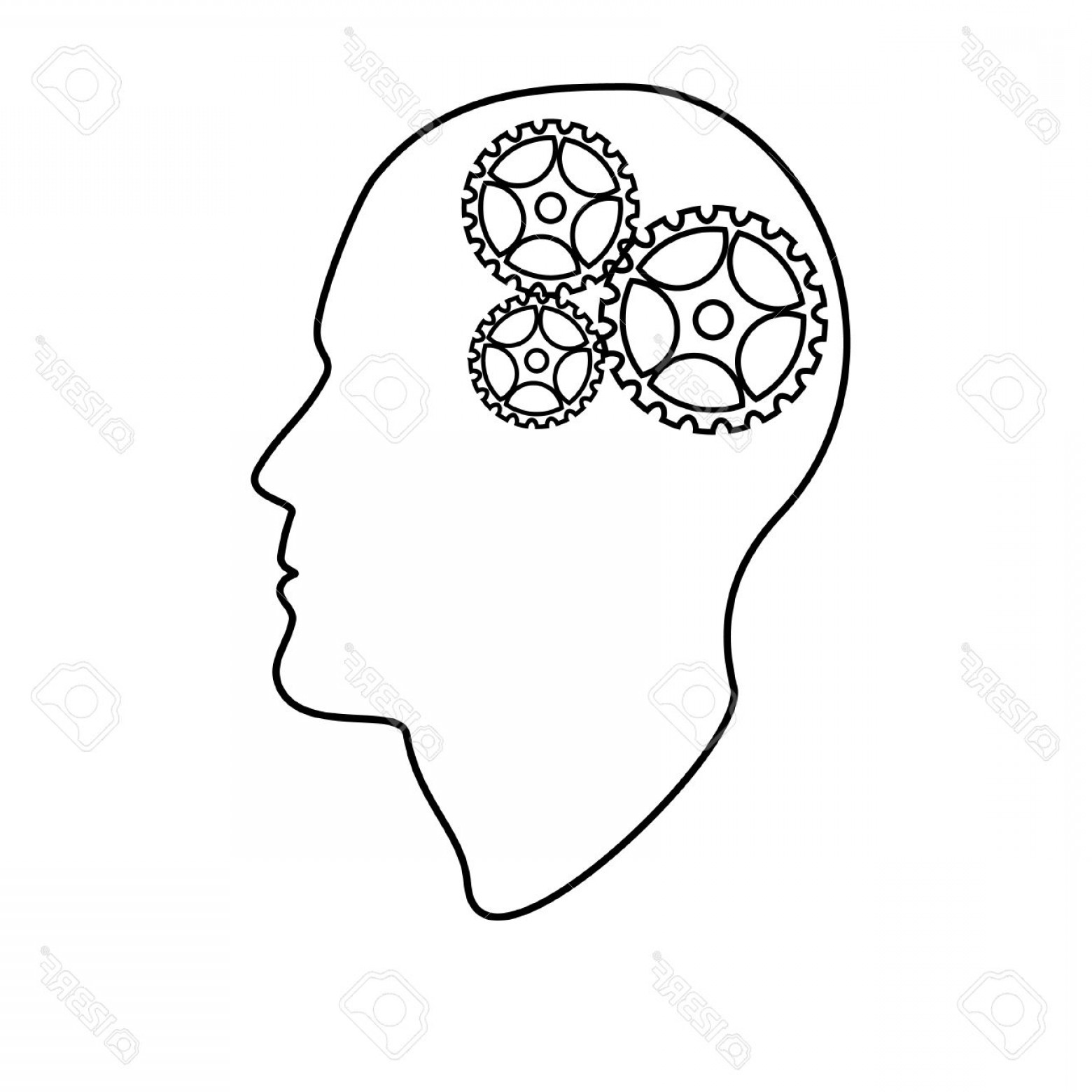 1560x1560 Photostock Vector Outline Drawings Of Head Brain Vector - Brain Outline Drawing