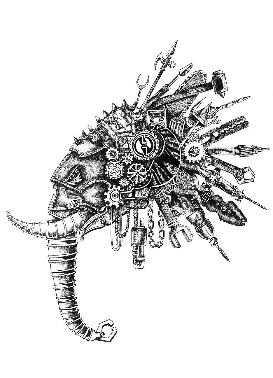 936x1296 mechanical elephant - Brand Drawings