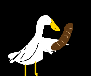 300x250 Duck Holding A Bratwurst Drawing - Bratwurst Drawing