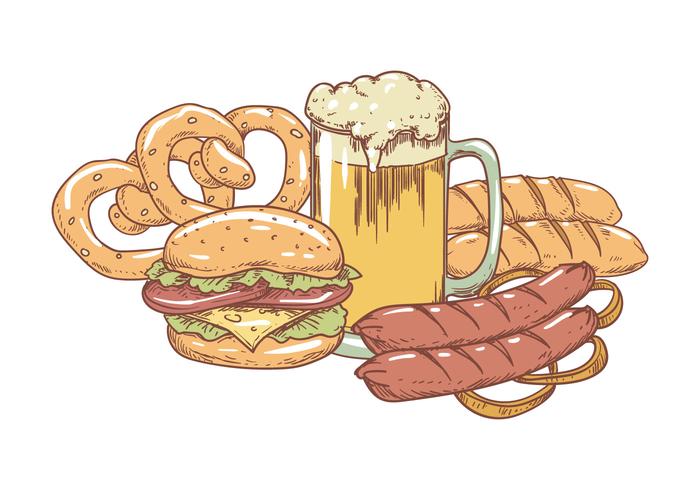 700x490 Hand Drawing Bavarian Food - Bratwurst Drawing