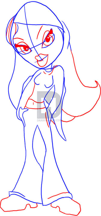 337x720 how to draw bratz girl character doll, step - Bratz Doll Drawing