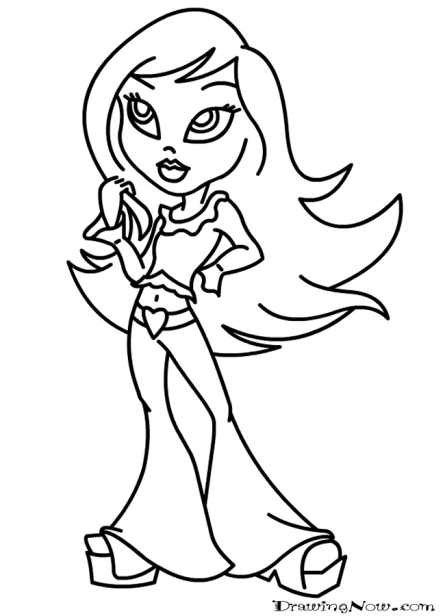445x616 how to draw bratz dolls cartoon characters drawing tutorials - Bratz Doll Drawing