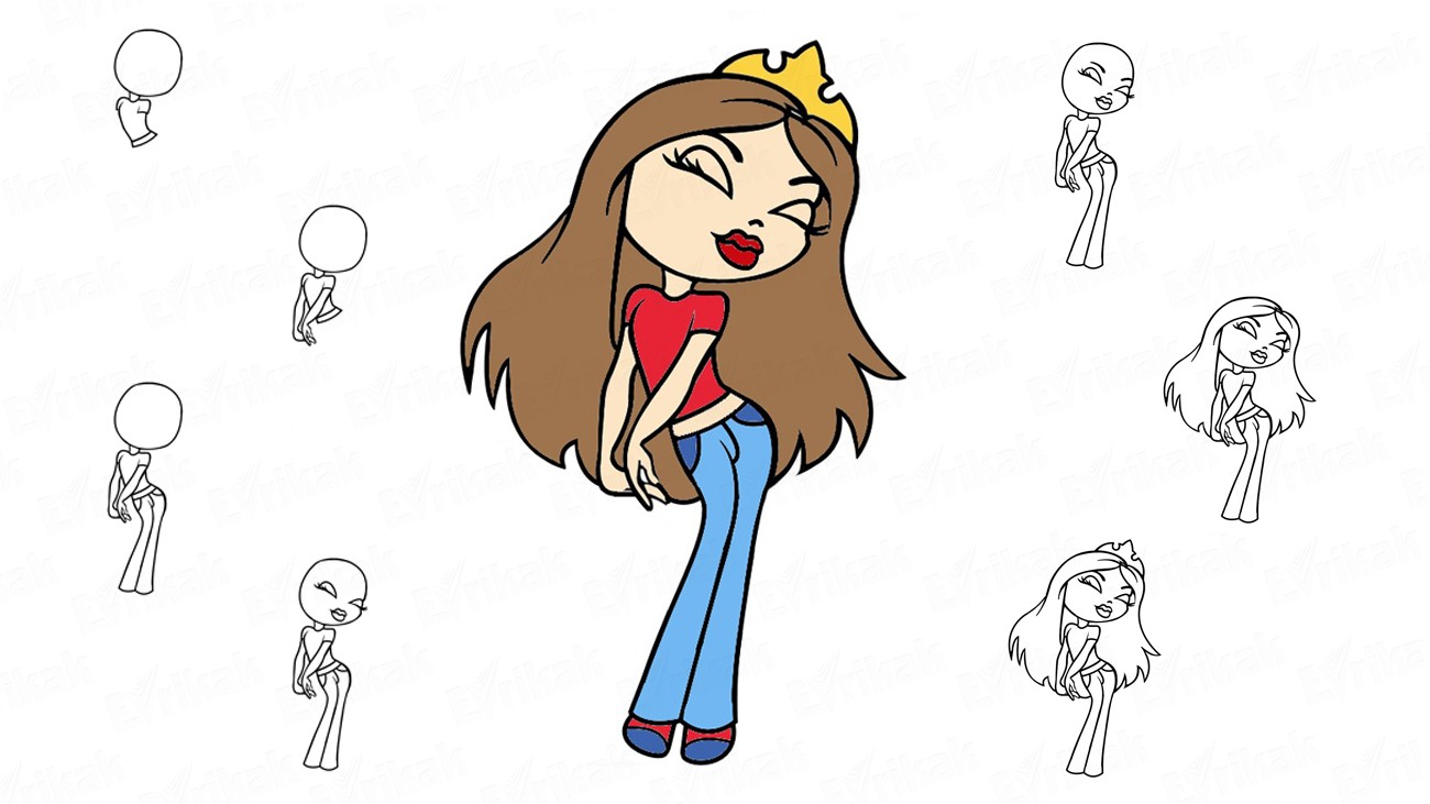 1300x731 how to draw a bratz doll using a pencil - Bratz Doll Drawing